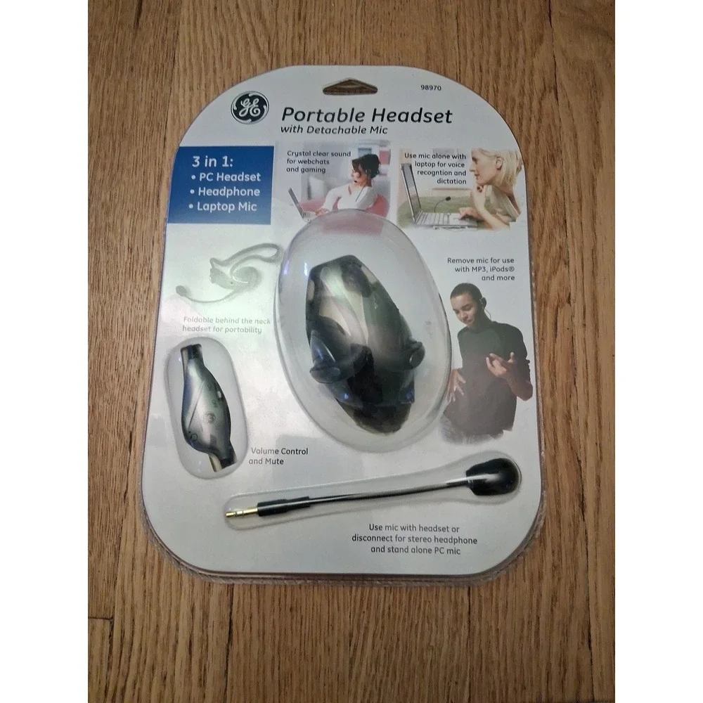 BRAND NEW GE Portable PC Headset With Detachable Microphone Brand 98970 GR6